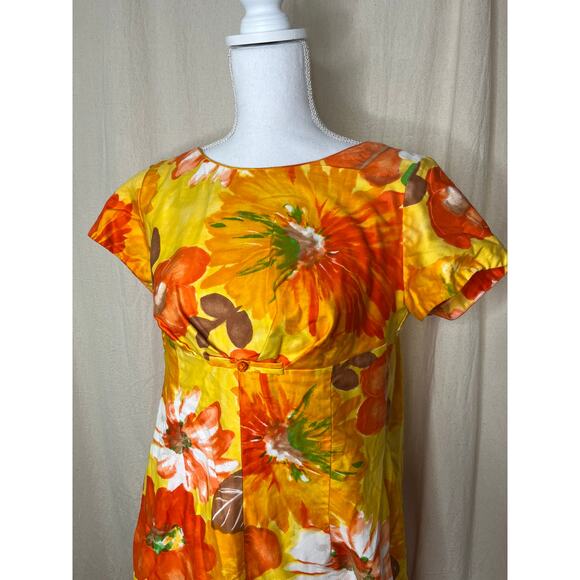 1960s Alice Polynesian Fashions Floral Hawaiian Retro Mod Resort Maxi Dress M - Picture 3 of 8
